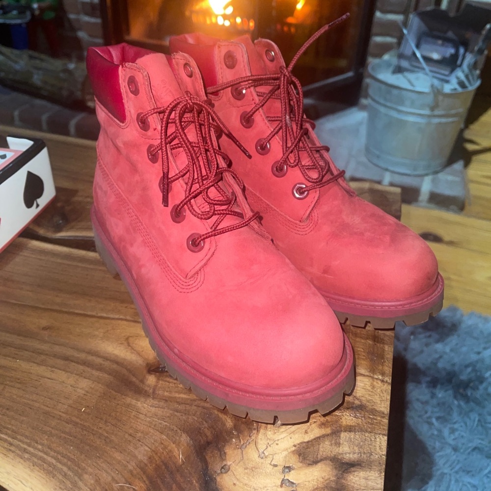 TIMBERLAND WATERPROOF RED MONOCHROME LADIES BOOTS    SIZE 4.5